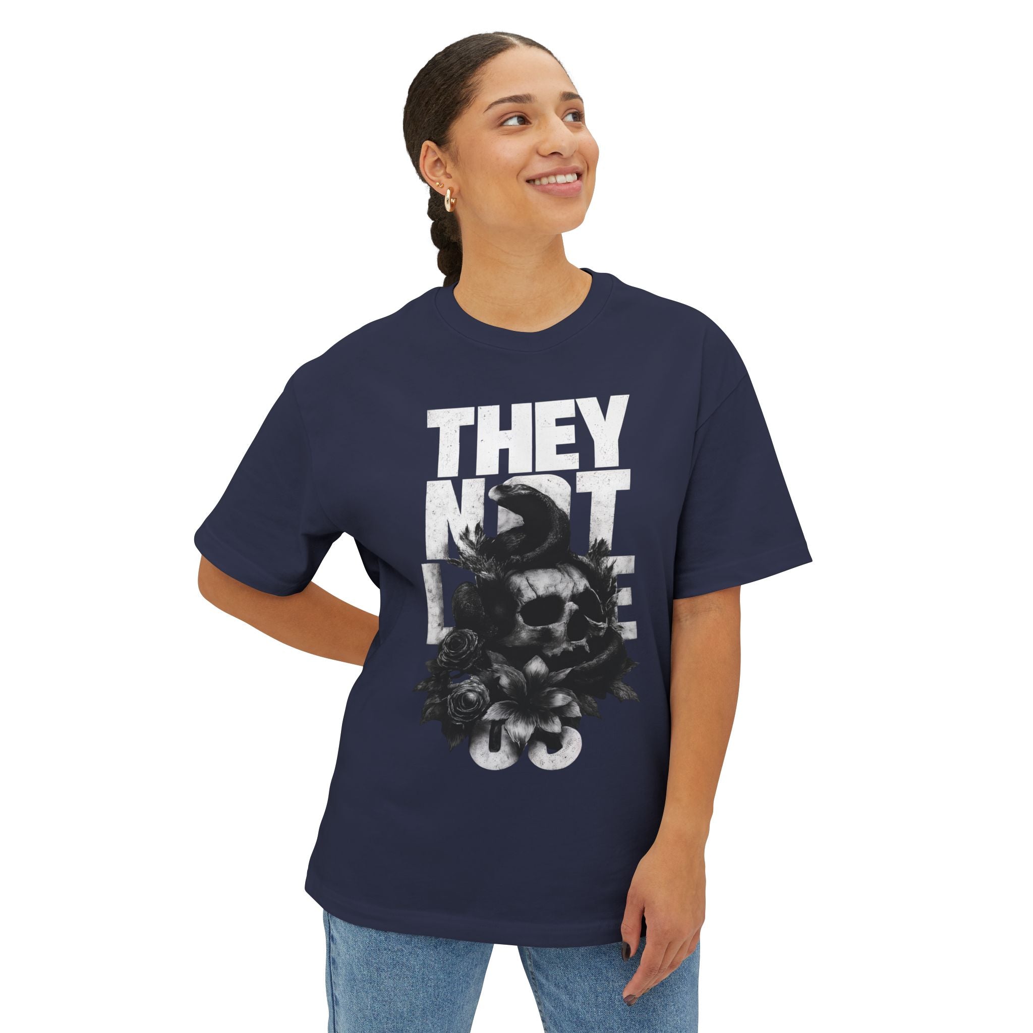Graphic Tee — "They Not Like Us" Skull Statement Shirt